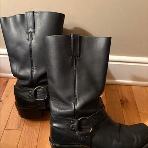 Men's Black Leather Boulet Harness Boots (Style 0017, 10 E)